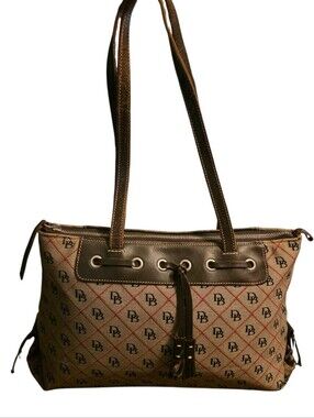 Vtg Y2K Dooney & Bourke Women’s Large Tassel Tote Bag DB Monogram